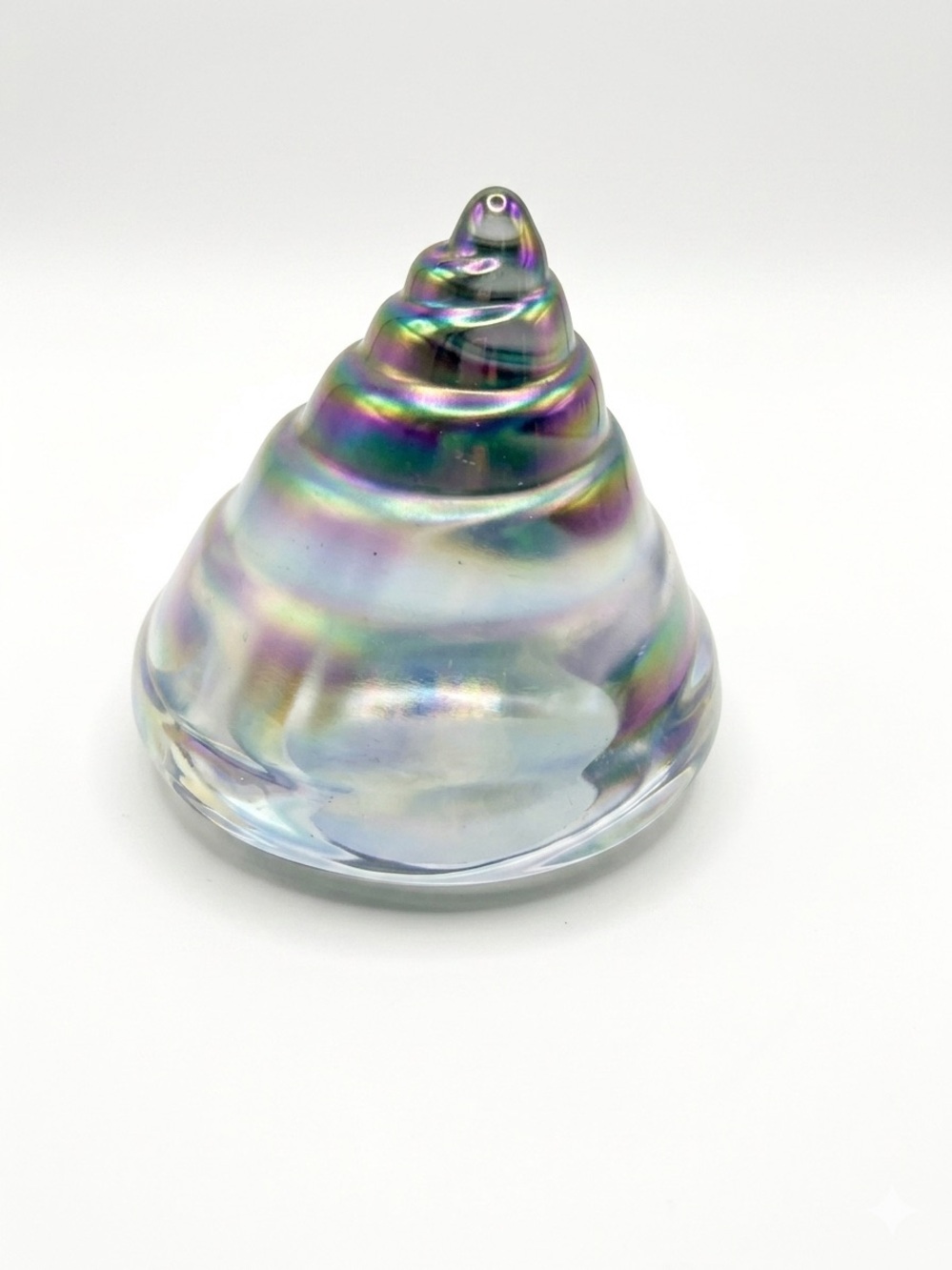 Iridescent Glass Shell Figurine | Rainbow Art Glass | Coastal Decor